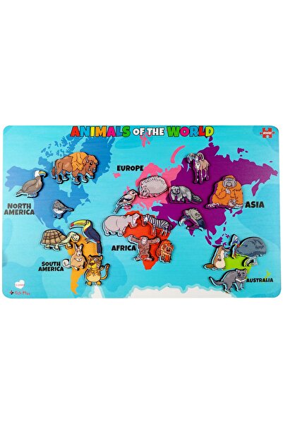 artı dekor Dünya Hayvanları Seri 3 Eğitici Çocuk Bultak Yapboz Puzzle (25X40 ...
