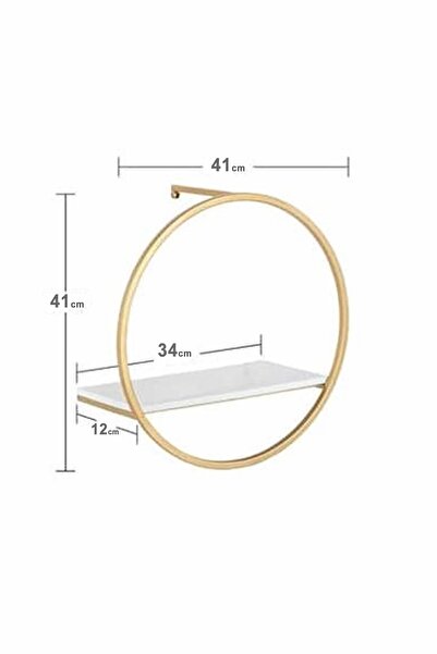 MetaQuartz Aksesuar Gold 2'li Dekoratif Duvar Rafı Seti (MOBİLYA)