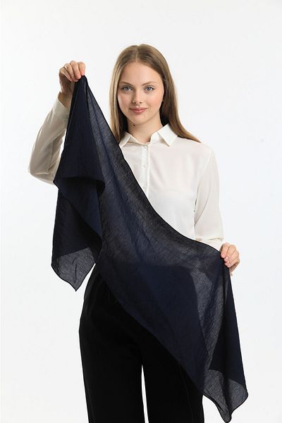 Fular Marketi Voile Scarf (Average 30-150 Cm Narrow Size... Not a Shawl!!!! )Navy Blue