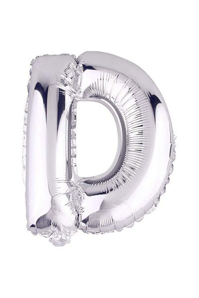 BEST PARTİ 40 cm Foil Balloon Silver Colored Star 16''D'' Letter