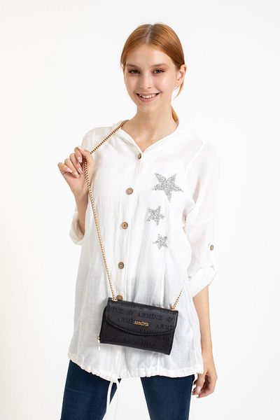 Armine Geantă de umăr pentru femei Laser C14, geantă pentru rochie de seară, geantă crossbody, neagră