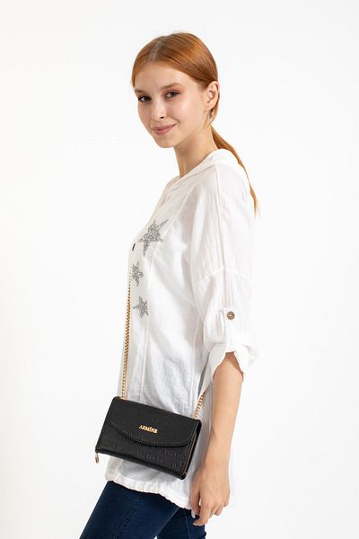 Armine Geantă de umăr pentru femei Laser C14, geantă pentru rochie de seară, geantă crossbody, neagră