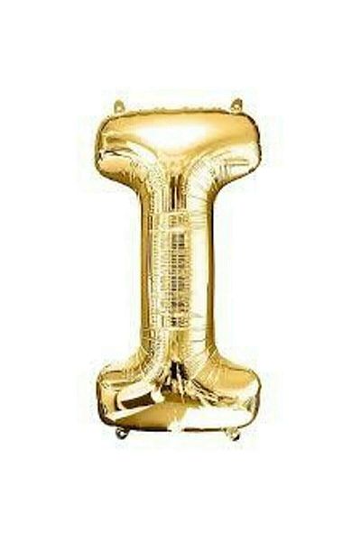 BEST PARTİ 16" Inch 40 Cm Foil Balloon Gold Color Letter ''I''