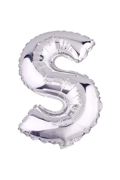 BEST PARTİ Star 16" Inch 40 Cm Foil Balloon Silver Color Letter '' S''