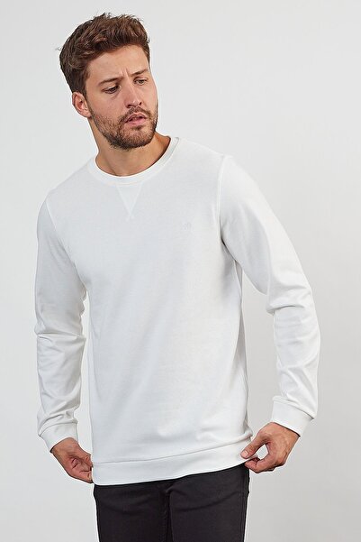 ENQUE Чоловічий зимовий світшот з коміром-стійкою білого кольору