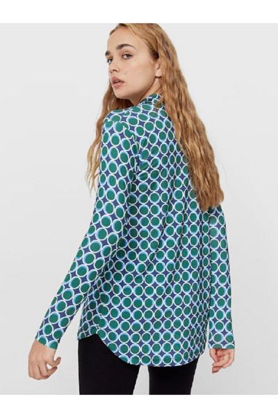 1Moda1Tarz Cămașă de damă creponată cu model geometric Închidere cu nasturi în față