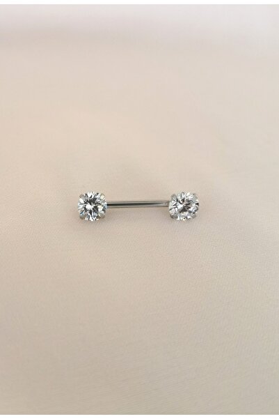 Bylin %100 Cerrahi Çelik Zirkon Taşlı Memeucu/nipple Piercingi ( 1 Adet)