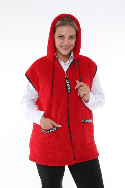 xlargebutik Plus Size Women's Clothing Full Flexible Plush Fleece Vest