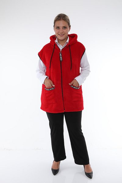 xlargebutik Plus Size Women's Clothing Full Flexible Plush Fleece Vest