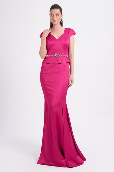 Balizza Sleeveless Evening Dress with Waist Accessories