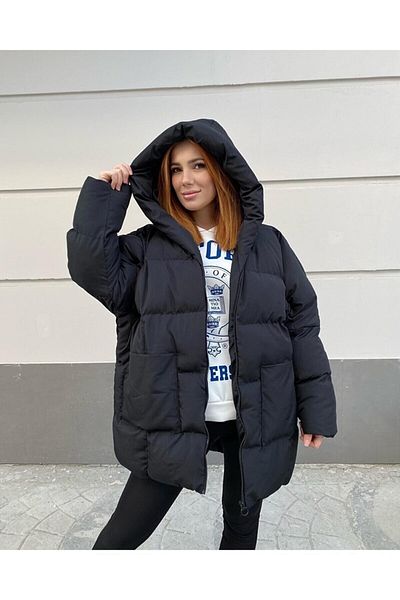 tugg style Palton negru cu mânecă liliac pentru femei