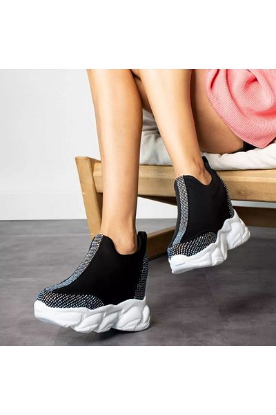 Lady Negru - Pantofi sport pentru damă cu toc pană