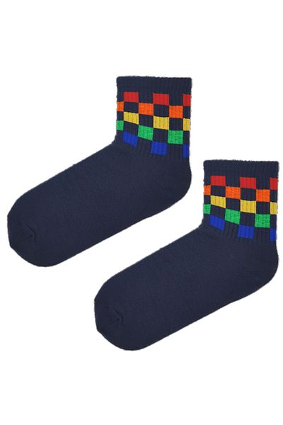 Esinti Ανδρικές κάλτσες Socket Long Socks Γυναικείες χτενισμένες βαμβακερές κάλτσες με πολύχρωμα σχέδια 4 τεμαχίων