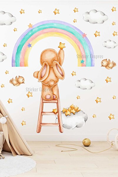 Rabbit Rainbow Nursery Wall Stickers Set