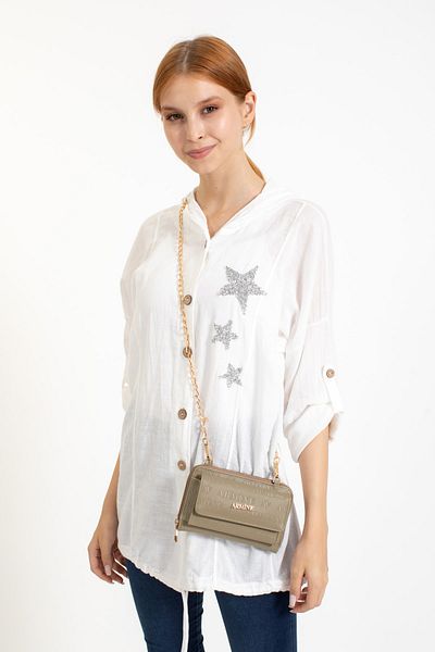 Armine 324 Laser Women's Shoulder Bag, Crossbody Bag Khaki