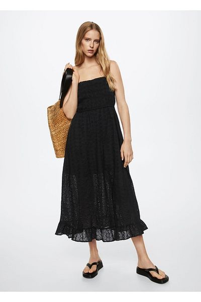 MANGO Woman Prolamované detailní šaty