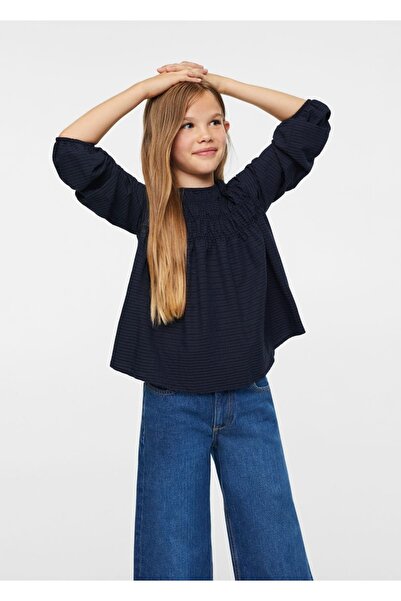 MANGO Kids Geraffte gestreifte Bluse