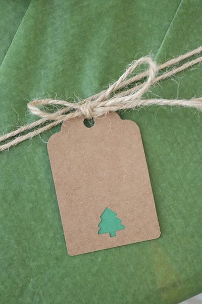 demontecraft Kraft-green Pine Tree Pattern Perforated Note Card 15 Pieces