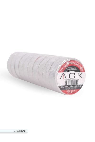 ACK Pvc Elektrik Izolasyon Bandı Beyaz 8m 10'lu Ekonomik Paket