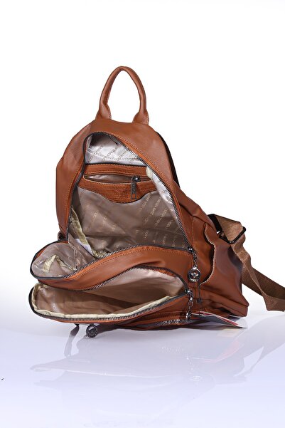 By Hakan Mega-621 Wash Leather Women's Backpack Tan