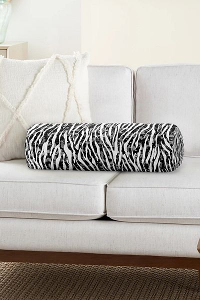 Realhomes Zebra Patterned Special Design Decorative Inner Filled Zippered Multi-Purpose Cylinder Pillow Throw Pillow
