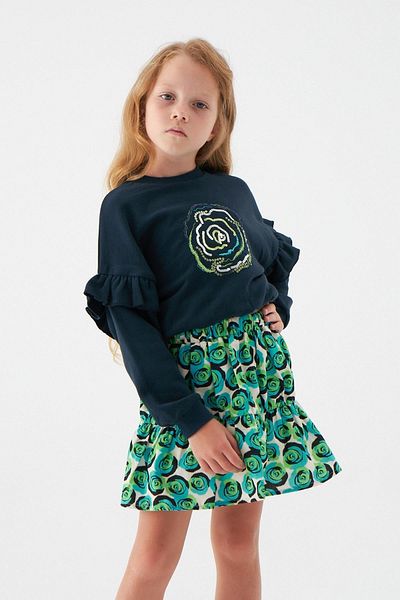 Tyess تنورة بناتي منقوشة 22fw0tj4309