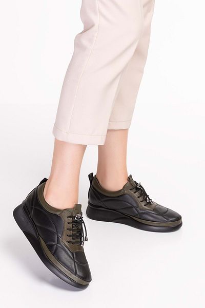 Gondol Genuine Leather Anatomical Sole Comfortable Rubber Laced Shoes Ndr.5506 - Black-khaki - 37