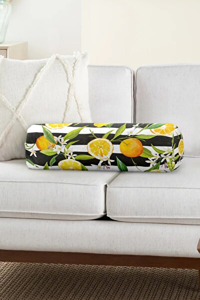 Realhomes Ριγέ μαύρο φόντο με διακοσμητικό γέμισμα με σχέδιο λεμόνι - κυλινδρ...
