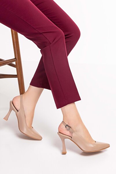 Gondol Kadın Hakiki Deri Stiletto Ayakkabı Şhn.824 - Vizon - 37