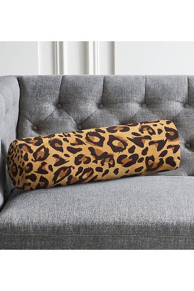 Realhomes Special Design Zebra Motif Modern Inner Filled - Zippered Suede Cylinder Circle Pillow Throw Pillow