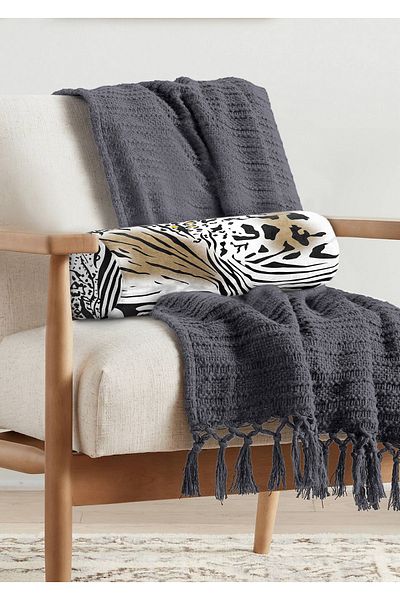 Realhomes Zebra Leopard Pattern Digital Printed Modern Inner Filled Suede Cylinder Pillow Throw Pillow - Waist Pillow