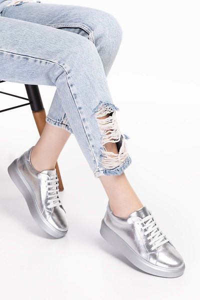 Gondol Pantofi sport cu talpă anatomică din piele naturală Ell.6839 - Platinum - 40