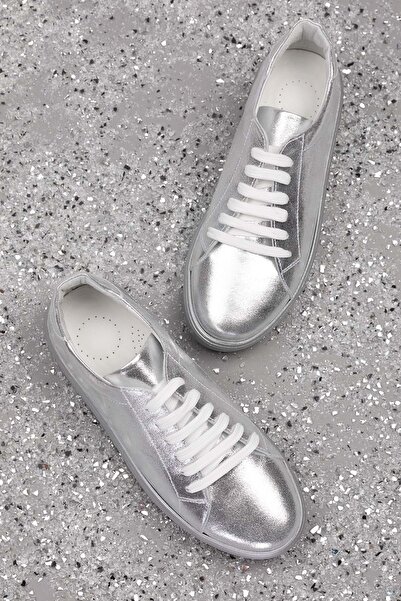 Gondol Hakiki Deri Anatomik Taban Spor Ayakkabı Ell.6839 - Platin - 40