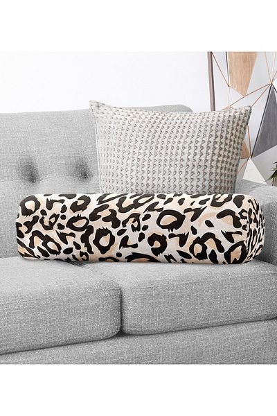 Realhomes Soft Colors Zebra Motif Specially Designed Inner Padded - Zippered Suede Cylinder Circle Pillow Throw Pillow