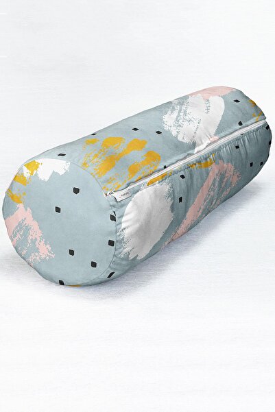 Realhomes Desen acuarelă pe podea albastră umplută decorativ - pernă cilindri...