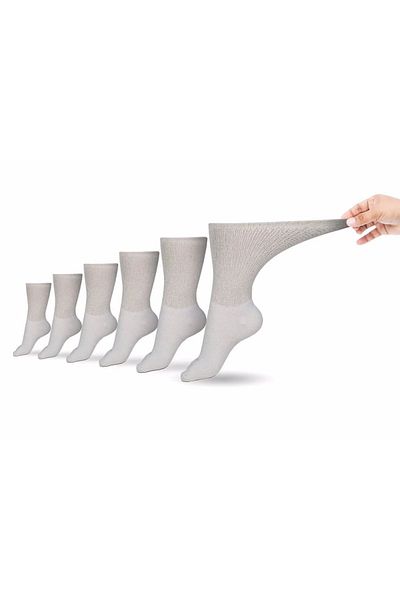 Shopiolog Unisex Cotton Combed Diabetic Elasticless and Anti-Odor Socks 6 Pieces