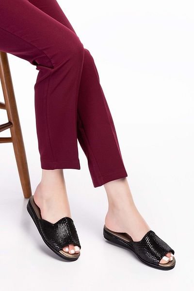 Gondol Papuci de casă eleganti, confortabili, din piele naturală Kayaş.132 - Black Snake - 36