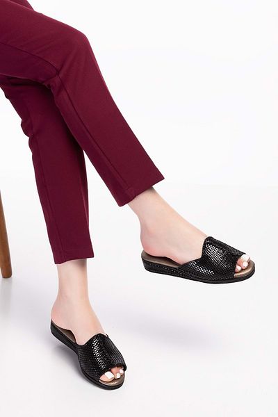 Gondol Papuci de casă eleganti, confortabili, din piele naturală Kayaş.132 - Black Snake - 36