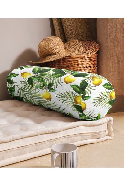 Realhomes Lemon Leaves Model Digital Printed Moale Cilindru Forma Perna Arunc...