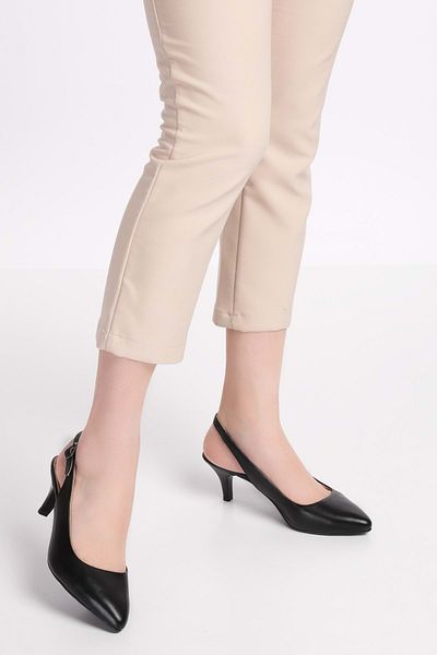 Gondol Women's Genuine Leather Medium Heel Stiletto Vdt.230 - Black - 40