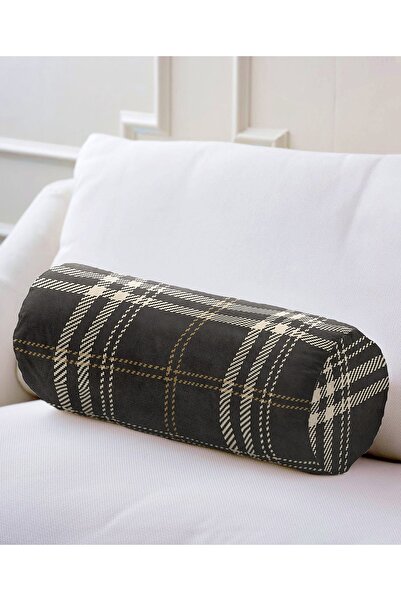 Realhomes Siyah Zeminli Ekose Desenli Dijital Baskılı Dekoratif Iç Dolgulu - ...