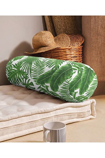 Realhomes Pernă cerc cu cilindru din piele întoarsă cu fermoar Perna cu model...