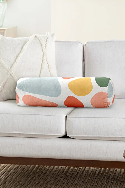 Realhomes Pernă cilindru modernă din piele întoarsă cu modele geometrice pe f...