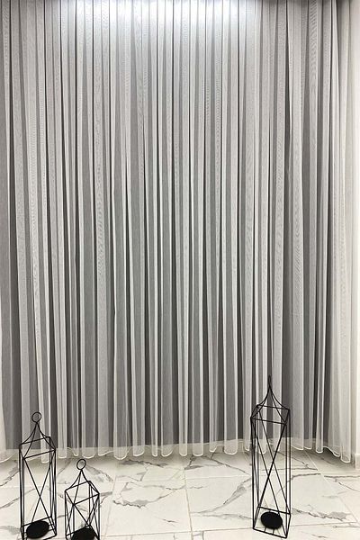 evihtiyaclarim by IOC Suitable for French Windows, Ttm Floor Lead, Does Not Like Iron, Sparse Pleated Plain Long Tulle Curtain