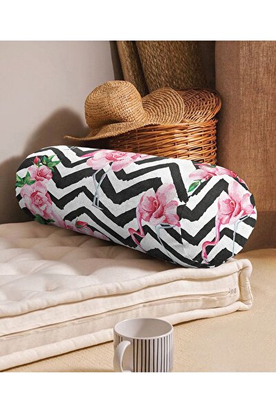 Realhomes Cu model flamingo, imprimat digital, umplut interior - cu fermoar din piele întoarsă, cilindru, perna circulara.