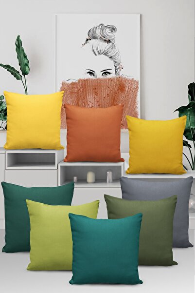 Viva Home 4'lü 43x43cm Bej Dekoratif Çift Taraflı Kırlent Kılıfı Tay Tüyü Döşemelik Premium Kumaş Krl027