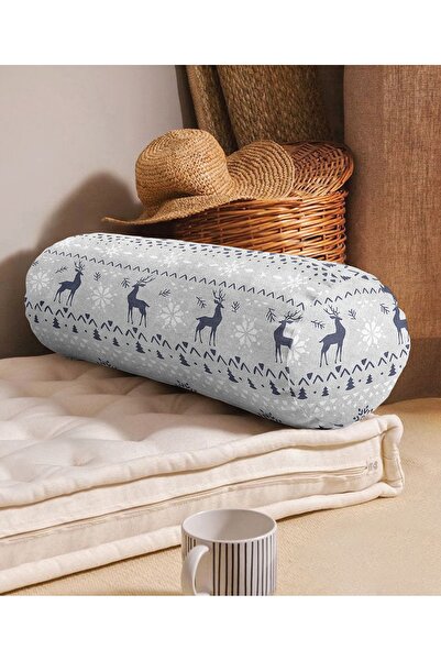 Realhomes Pernă cilindru cilindru din piele de căprioară cu fermoar umplut în...