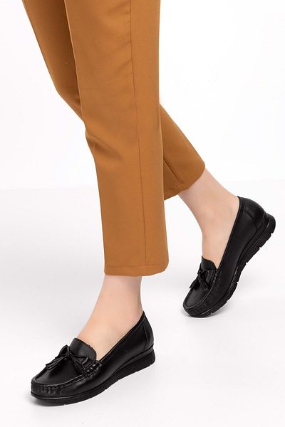 Gondol Pantofi de zi cu zi din piele naturală Loafer confortabili Pyt.1200 - Piele neagră - 37