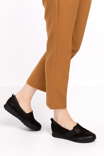Gondol Pantofi casual de damă din piele naturală cu talpă moale anatomică Pyt.1205 - sclipici negru - 37