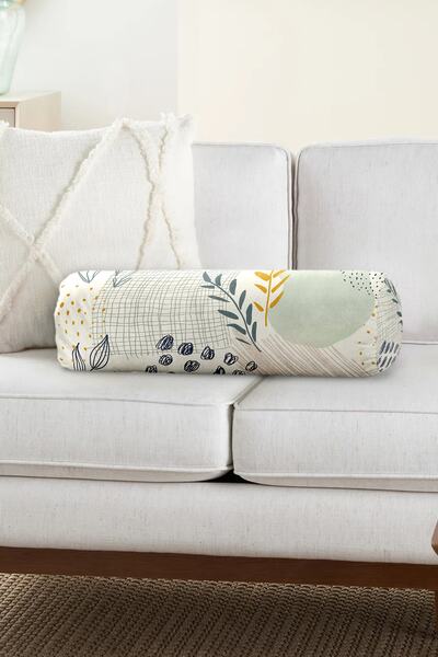 Realhomes وسادة رمي مجردة على شكل زهرة منقوشة بألوان خاصة مع سحاب داخلي مملوء